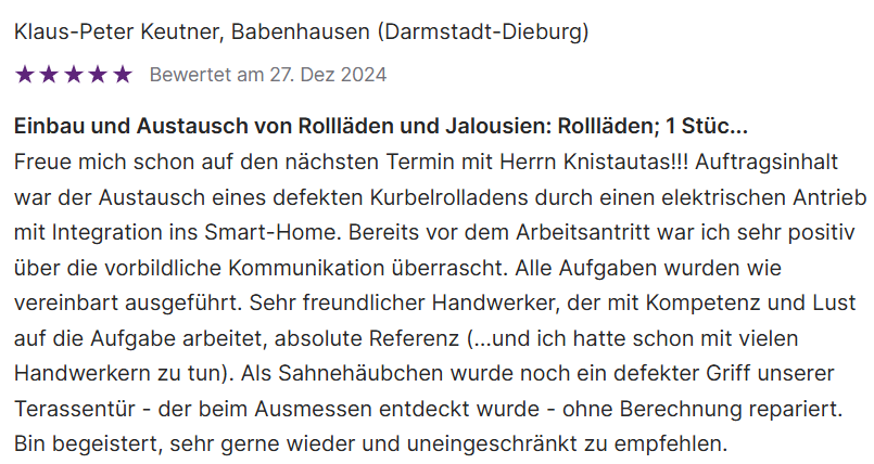 sehr gute bewertung roll